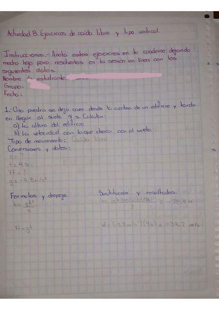 ACTIVIDAD 8 CAIDA LIBRE Y TIRO VERTICAL