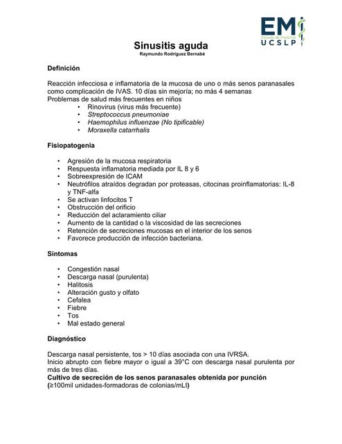 Sinusitis Assessment.pdf Sinusitis aguda | Dr. Bernabé | uDocz