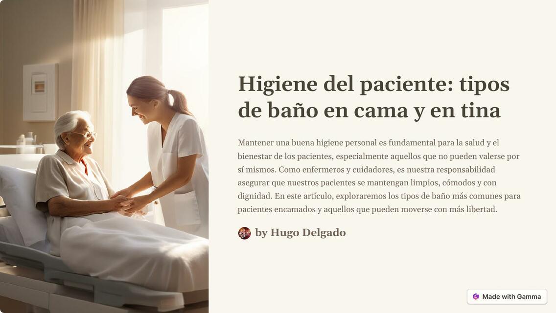 Higiene del paciente tipos de bano en cama y en ti