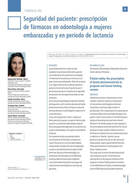 Prescripción de fármacos en odontología a mujer