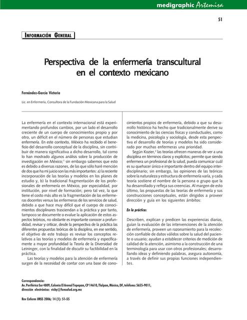 Perspectiva de la enfermería transcultural en el contexto mexicano