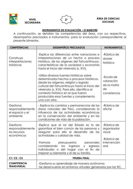 2 INSTRUMENTOS DE EVALUACIÓN III BIM