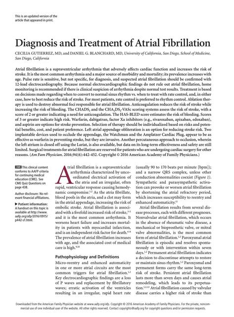 Diagnosis and Treatment of Atrial Fibrillation | Nanci González | uDocz