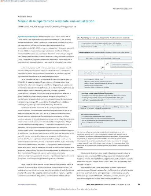 Manejo de la hipertensión resistente