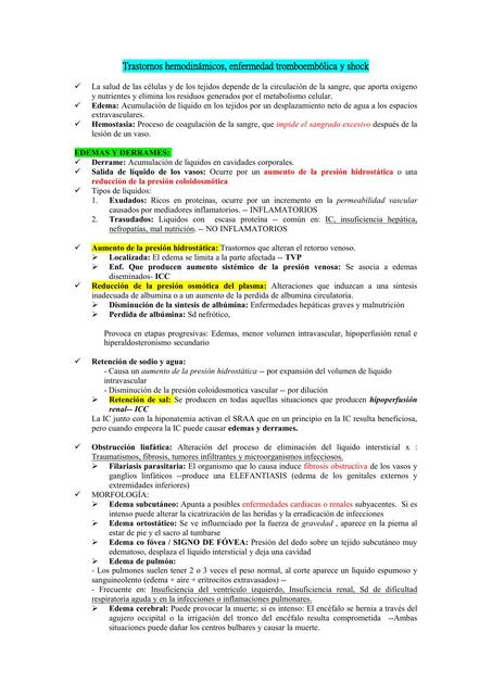 Trastornos hemodinámicos, enfermedad tromboembólica y shock 