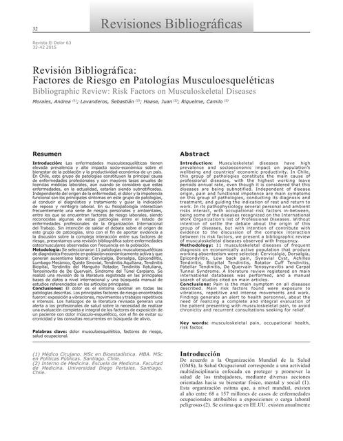 Factores de Riesgo en Patologías Musculoesquelétic