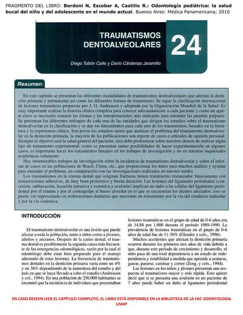 TRAUMATISMO DENTAOALVEOLARES Resumen 15 2