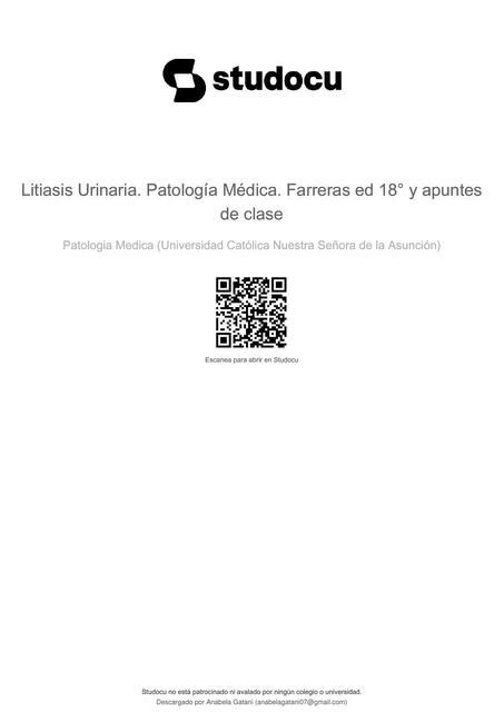 litiasis urinaria patologia medica farreras ed 180