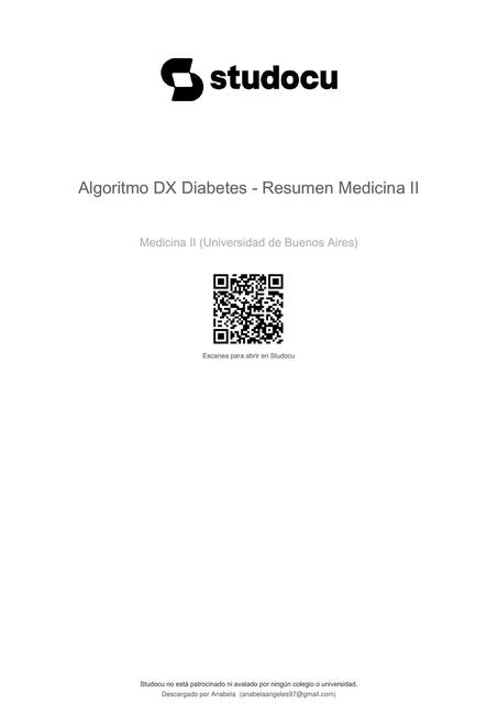 algoritmo dx diabetes resumen medicina ii