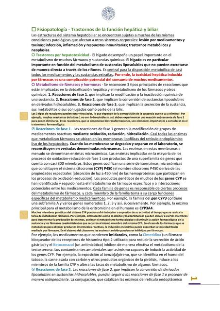 Fisiopatología - Trastornos de la función hepática y