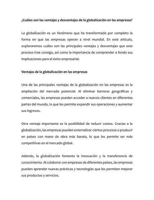 Cuáles son las ventajas y desventajas de la globalización en las ...