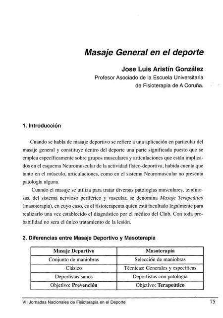 06 Masaje General en el deporte Autor Jose Luis Ar