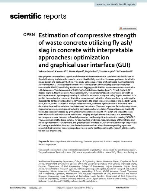 Estimation of compressive strength of waste concre