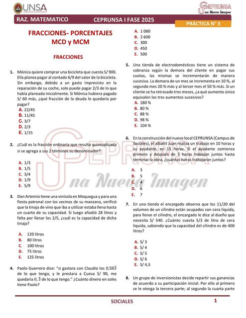 Fracciones - porcentajes MCD Y MCM 