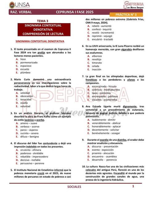 Sinonimia cintextual denotativa compresión de lectura 