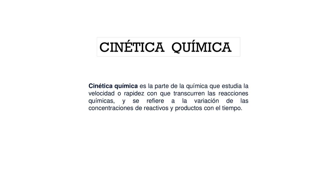 CINETICA QUIMICA