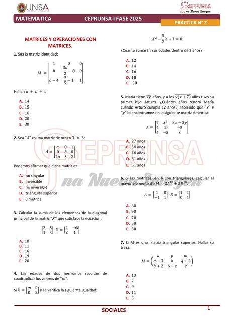 Matrices y operaciones con matrices 