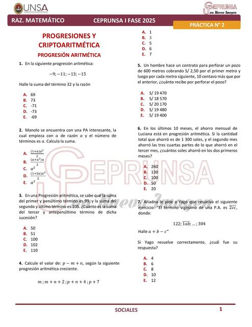 Progresiones y criptoaritmética 