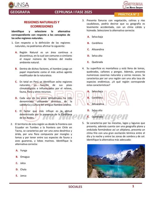 Regiones naturales y ecorregiones 