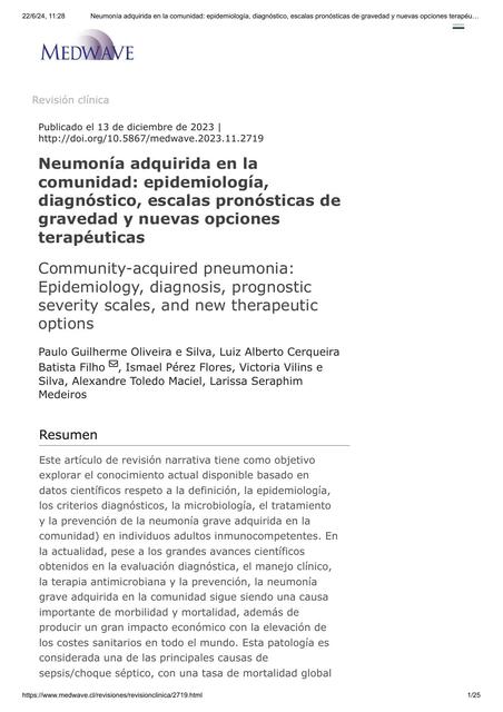 Neumonía adquirida en la comunidad epidemiología d