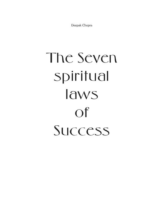 The Seven Spiritual Laws Of Success By Deepak Chopra – 1994 Hardcover, 128 Pages, Very Good Condition