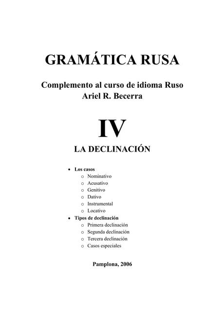 12 Gramática Rusa IV autor Ariel R Becerra