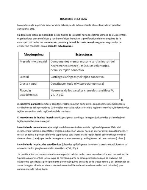 Desarrollo de la carapaladar y cavidades nasales