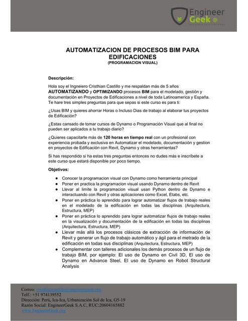 AUTOMATIZACION DE PROCESOS BIM PARA EDIFICACIONES