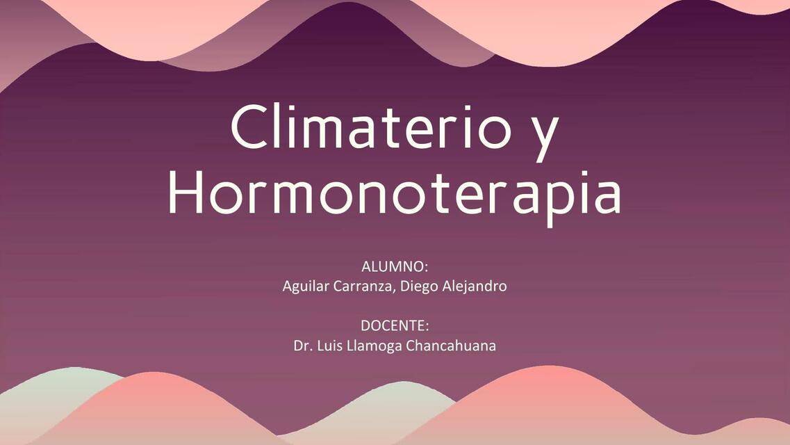 CLIMATERIO Y HORMONOTERAPIA