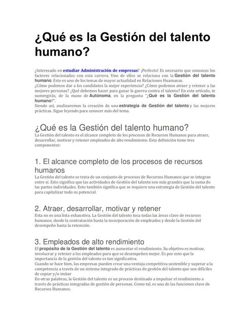 Qué es la Gestión del Talento Humano | Universidad Tecnológica del Peru