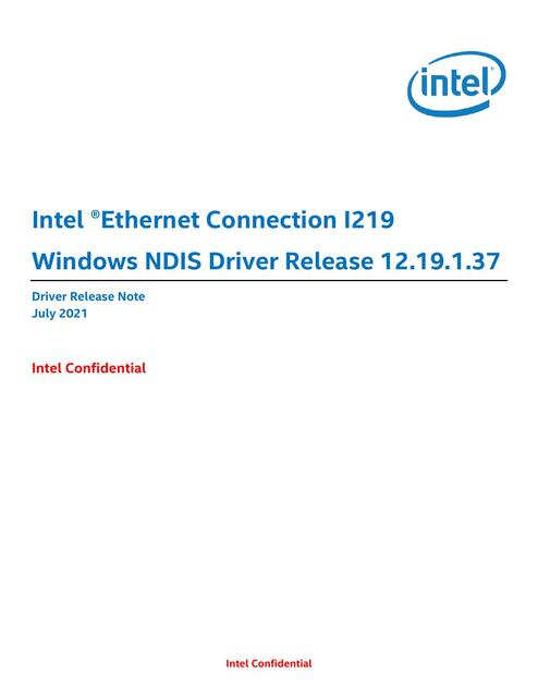 IntelEthernet Connection I219 Windows NDIS Driver