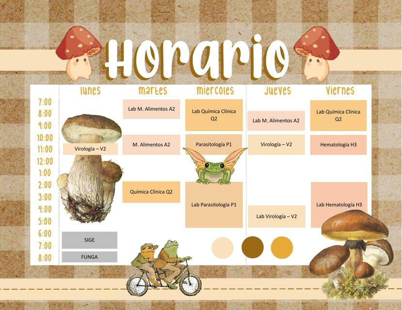 Diseño de Horario Editable Cottagecore