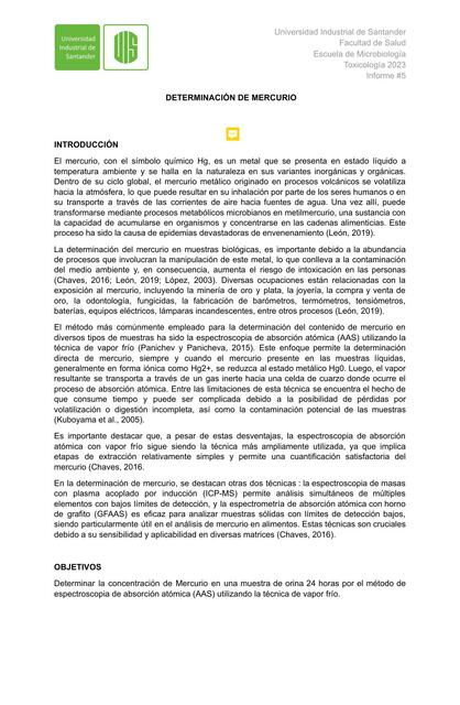 Informe Determinación de mercurio calificado