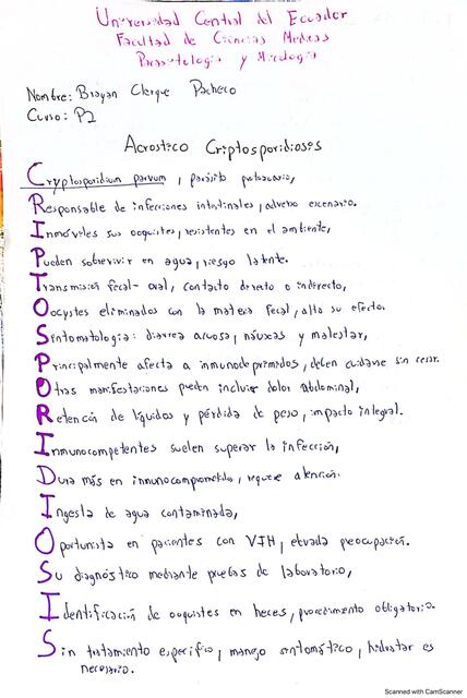 Acróstico criptosporidiosis 