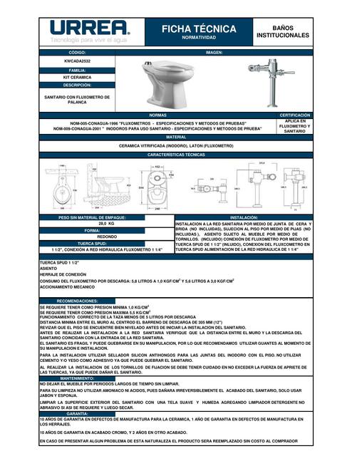 10 Ficha Tecnica de fluxometro