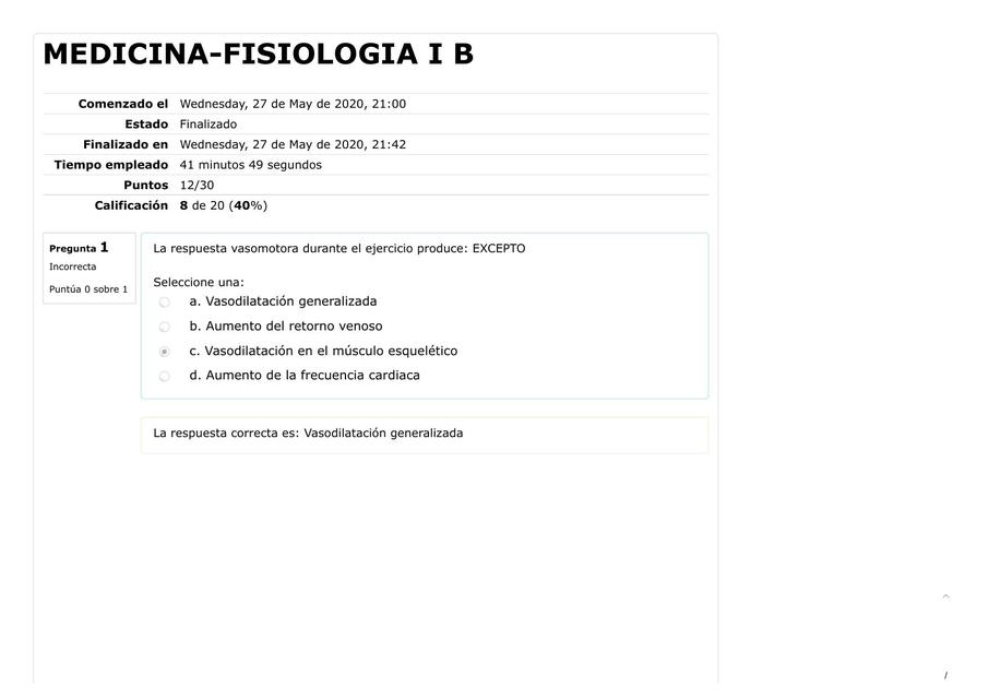 1er Examen Parcial de Fisiología Humana I