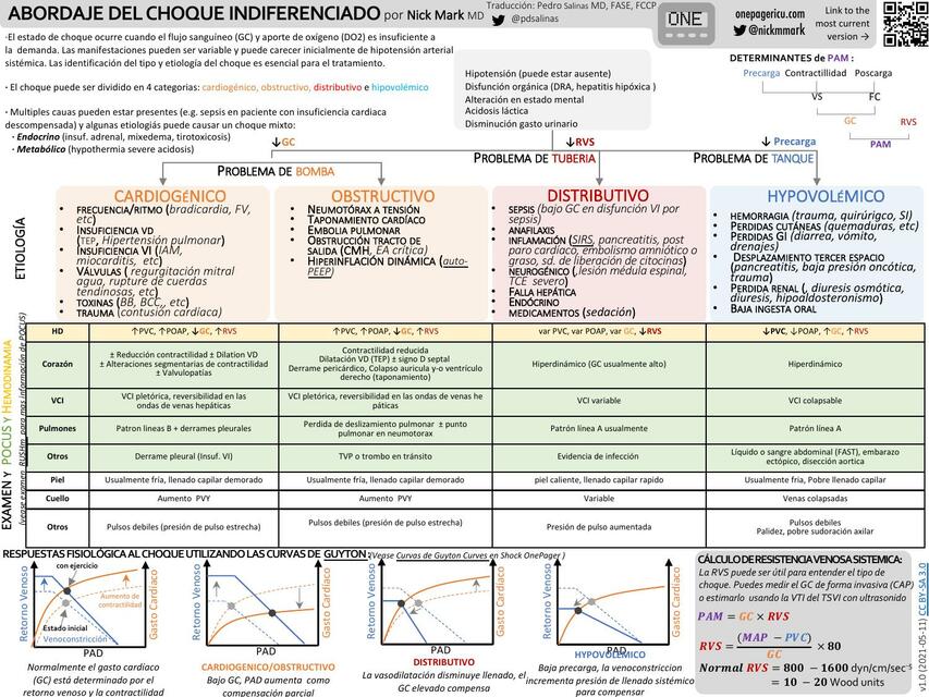 ICU one pager undifferentiated shock spanish