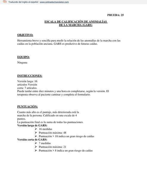 GAIT ABNORMALITY RATING SCALE GARS en es