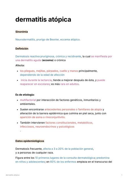 dermatitis atopica resumen