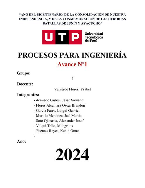 Grupo 4 Primer Avance Procesos para Ingeniería