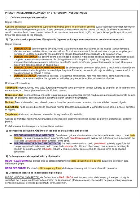 TP 5 PERCUSION AUSCULTACION