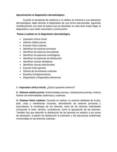 Aproximación al diagnóstico dermatológico