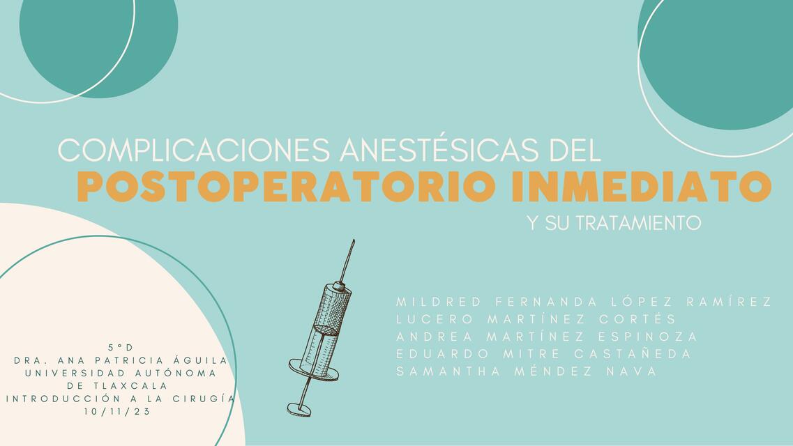 Complicaciones anestésicas del postoperatorio