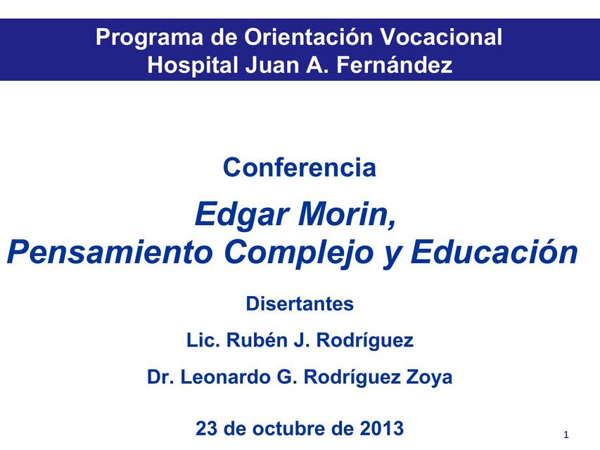 Seminario de Edagar Morin Pensamiento co