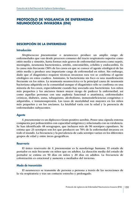 Protocolo de Vigilancia de Enfermedad Neumocócica