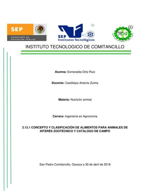 Concepto y Clasificacion de los alimentos para ani