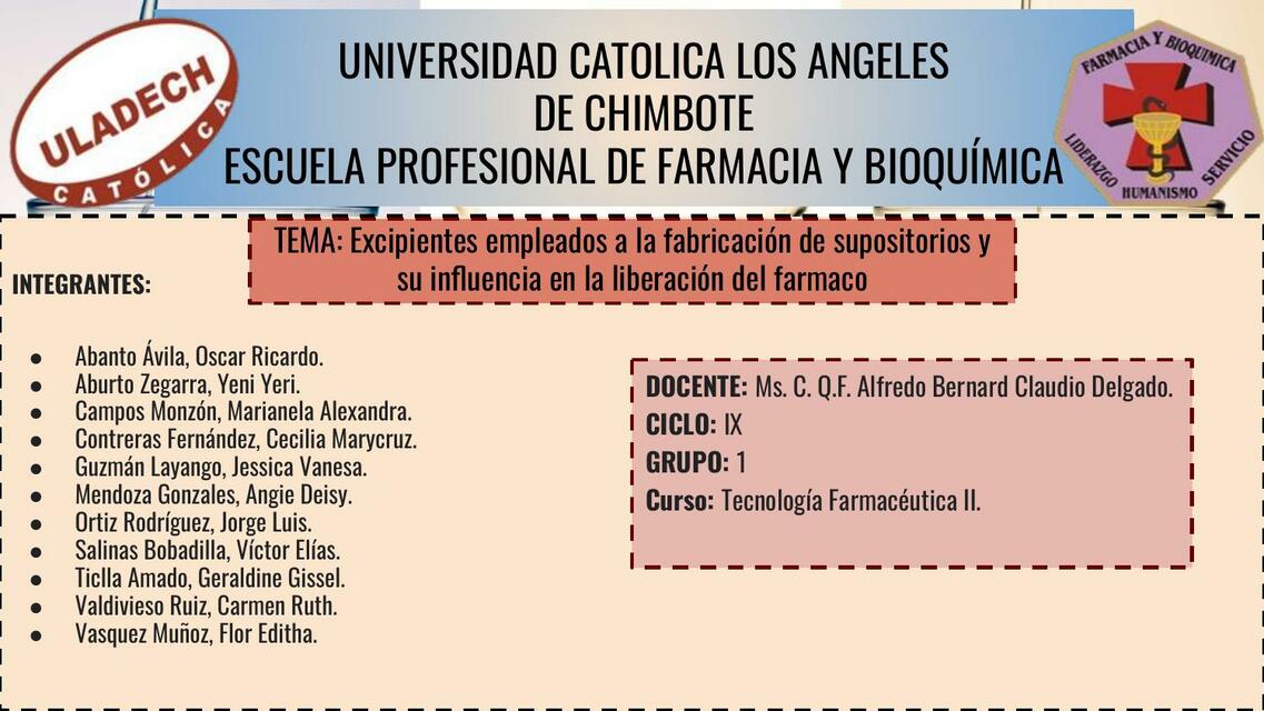 EXCIPIENTES EMPLEADOS EN LA FABRICACIÓN DE SUPOSIT