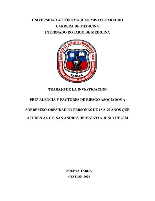 trabajo de investigacion sobrepeso y obesidad en la comunidad de San Andres