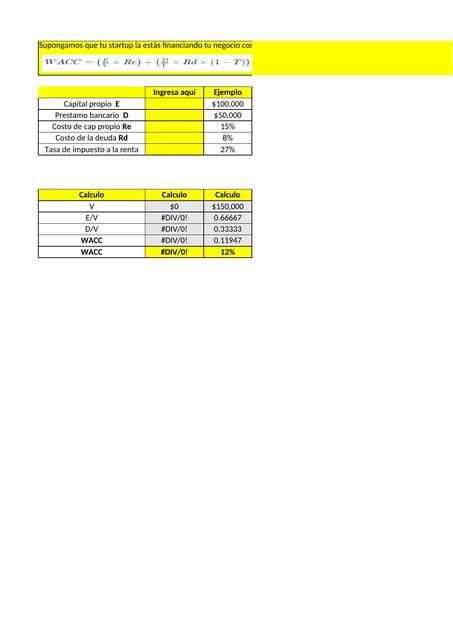 calculo del waac