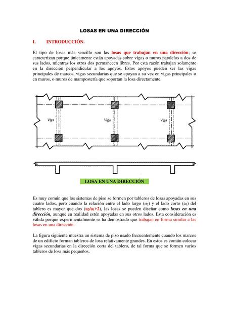 losas en una direccion